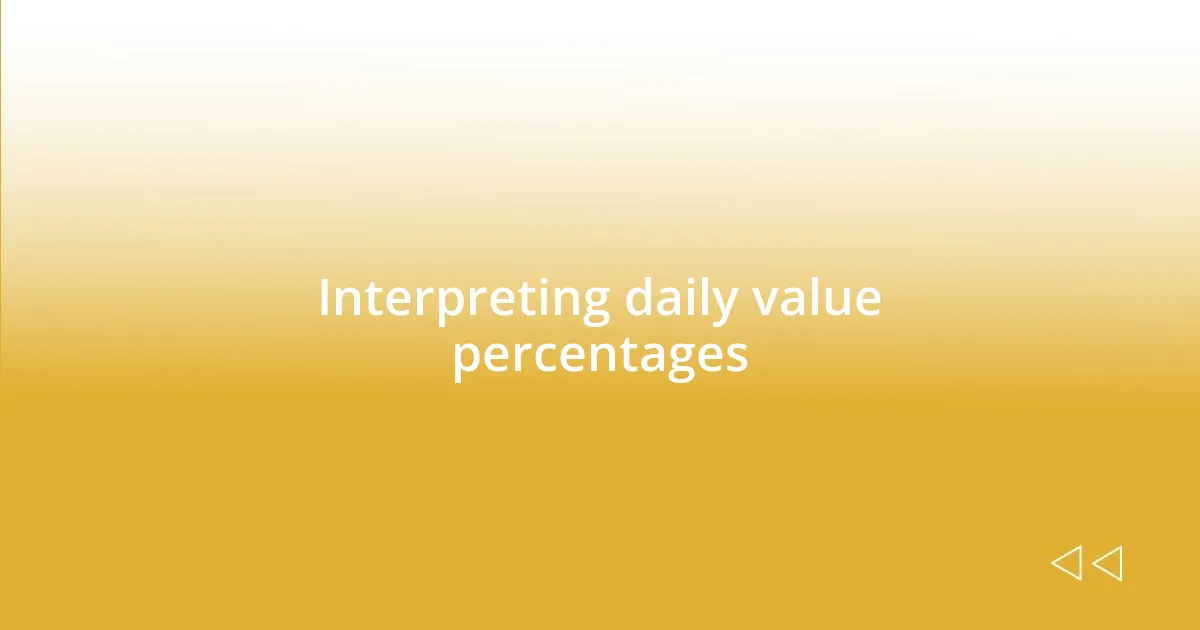 Interpreting daily value percentages